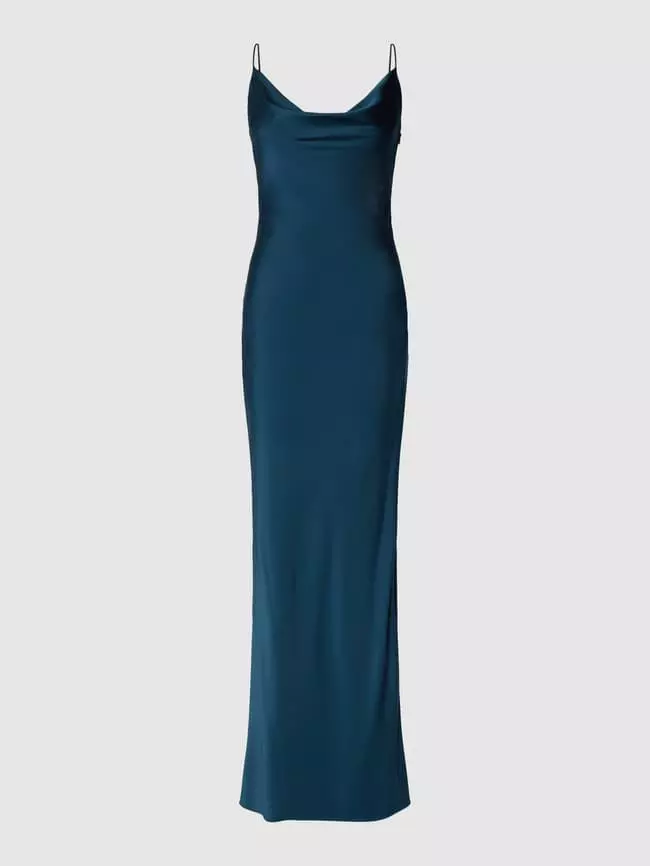 Unique Abendkleid Mit Wasserfall-Ausschnitt - Petrol 4 Unique Abendkleid Mit Wasserfall-Ausschnitt - Petrol – Bild 2