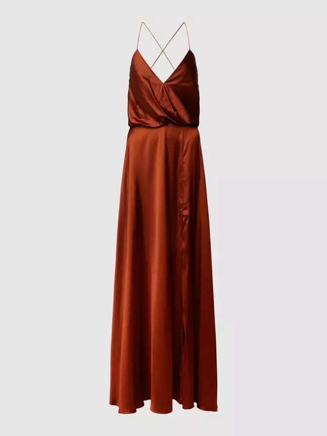 Unique Abendkleid Mit Gehschlitz - Cognac 4 Unique Abendkleid Mit Gehschlitz - Cognac – Bild 2