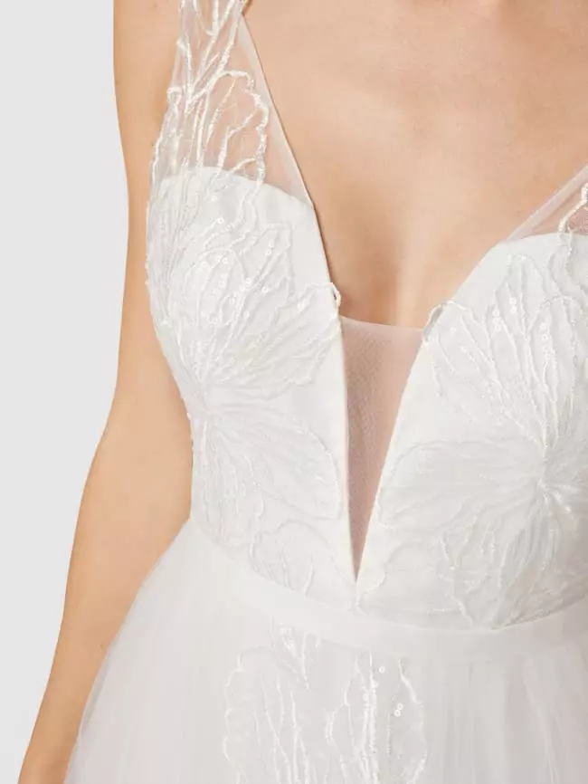 Unique Brautkleid Mit Floralen Stickereien Und Pailletten - Offwhite 5 Unique Brautkleid Mit Floralen Stickereien Und Pailletten - Offwhite – Bild 3