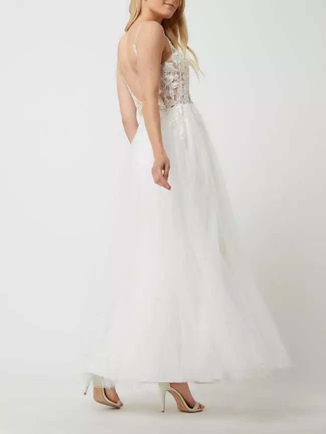 Luxuar Brautkleid Mit Floralen Stickereien - Offwhite 6 Luxuar Brautkleid Mit Floralen Stickereien - Offwhite – Bild 4