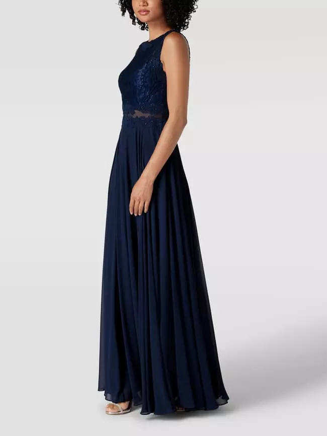 Mascara Abendkleid Mit Floralen Stickereien - Dunkelblau 6 Mascara Abendkleid Mit Floralen Stickereien - Dunkelblau – Bild 4