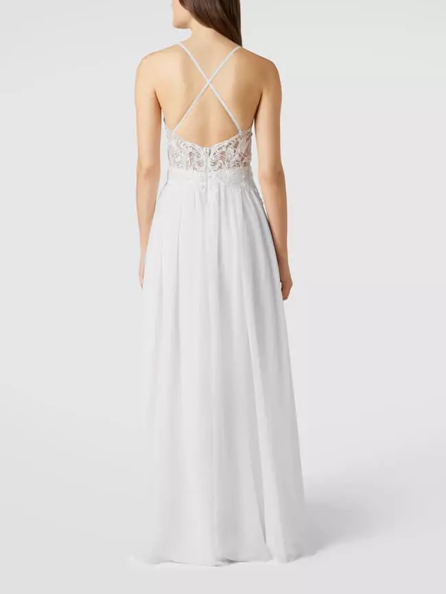 Unique Brautkleid Mit Floralen Stickereien - Weiß 7 Unique Brautkleid Mit Floralen Stickereien - Weiß – Bild 5