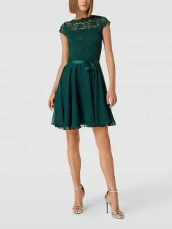 Swing Cocktailkleid Mit Floraler Spitze - Dunkelgrün