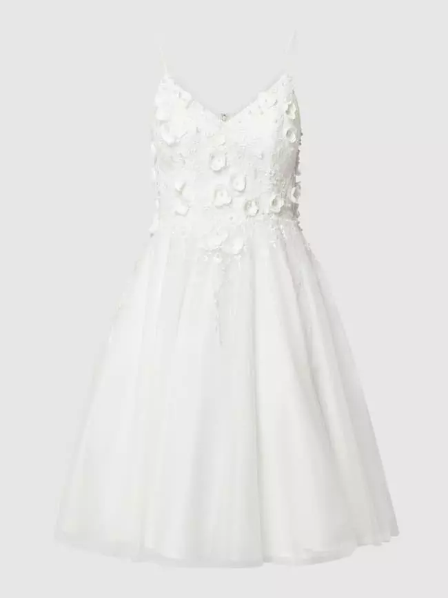 Unique Brautkleid Aus Tüll Mit Blüten-Applikationen - Offwhite 4 Unique Brautkleid Aus Tüll Mit Blüten-Applikationen - Offwhite – Bild 2