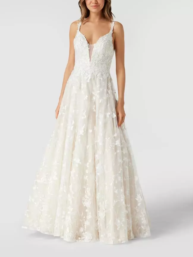 Luxuar Brautkleid Mit Floralen Stickereien - Offwhite 3 Luxuar Brautkleid Mit Floralen Stickereien - Offwhite