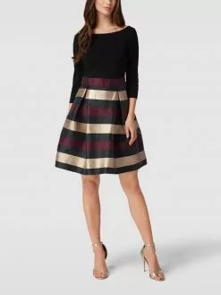 Swing Cocktailkleid Mit Streifenmuster - Bordeaux Rot