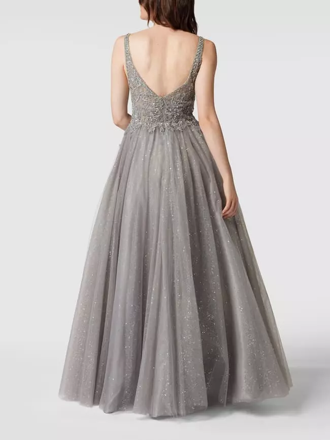 Mascara Abendkleid Mit Floralen Stickereien - Stein 7 Mascara Abendkleid Mit Floralen Stickereien - Stein – Bild 5