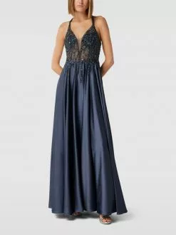 Luxuar Abendkleid Mit Ziersteinbesatz - Graphit