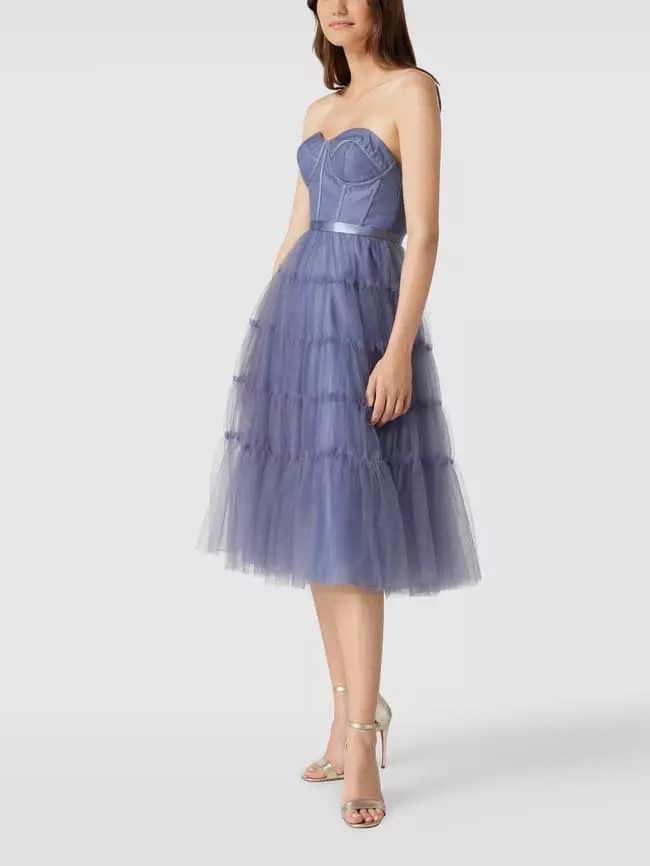 Unique Cocktailkleid Mit Herz-Ausschnitt - Bleu 6 Unique Cocktailkleid Mit Herz-Ausschnitt - Bleu – Bild 4