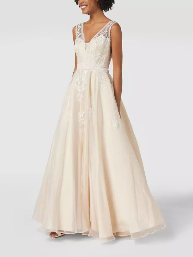 Luxuar Brautkleid Mit Floralen Stickereien - Offwhite 3 Luxuar Brautkleid Mit Floralen Stickereien - Offwhite