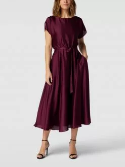 Swing Kleid Mit Taillenband - Bordeaux Rot
