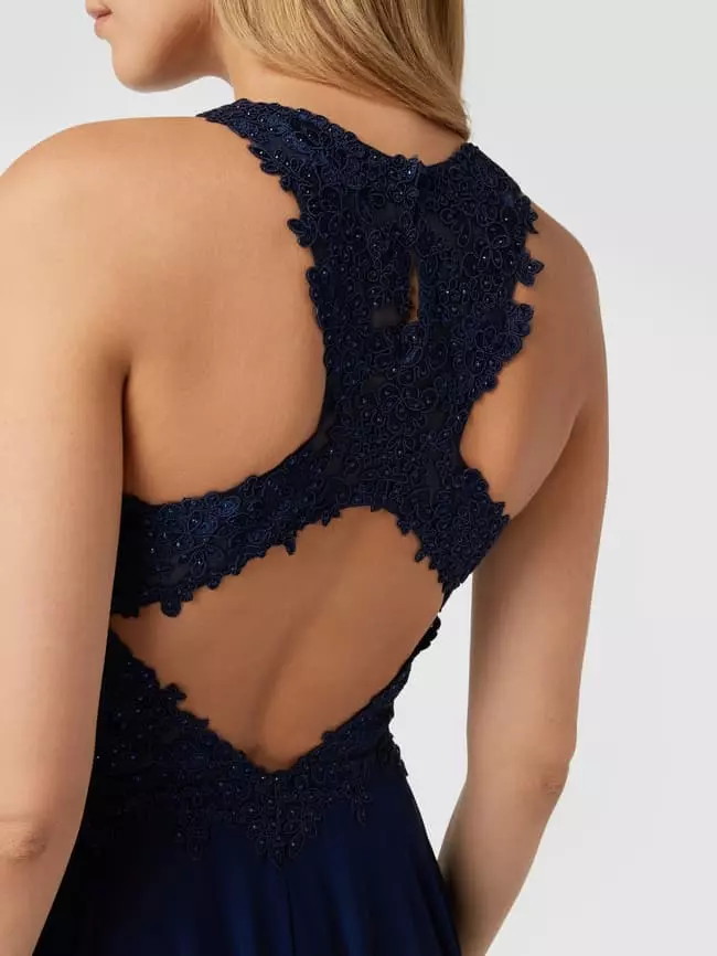 Mascara Abendkleid Mit Floralen Stickereien - Dunkelblau 5 Mascara Abendkleid Mit Floralen Stickereien - Dunkelblau – Bild 3