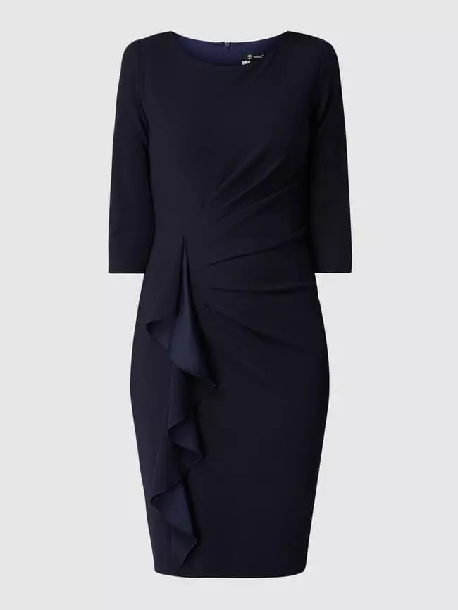 Paradi Cocktailkleid Mit Drapierung Und Volantbesatz - Dunkelblau 4 Paradi Cocktailkleid Mit Drapierung Und Volantbesatz - Dunkelblau – Bild 2