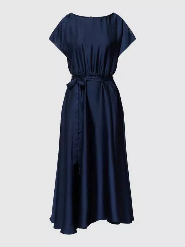 Swing Cocktailkleid Mit Taillenband - Marineblau 4 Swing Cocktailkleid Mit Taillenband - Marineblau – Bild 2