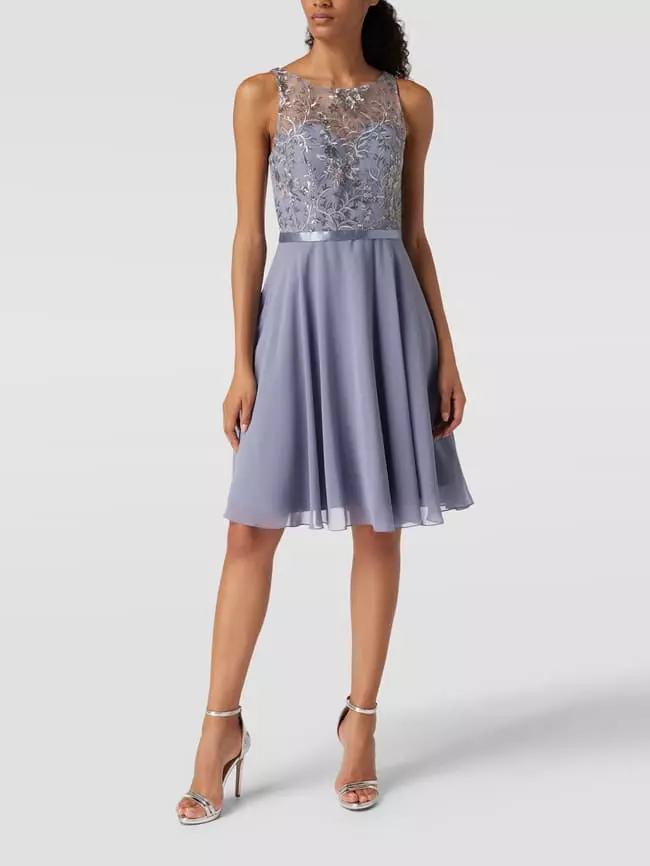 Luxuar Cocktailkleid Mit Floraler Stickerei - Bleu 3 Luxuar Cocktailkleid Mit Floraler Stickerei - Bleu