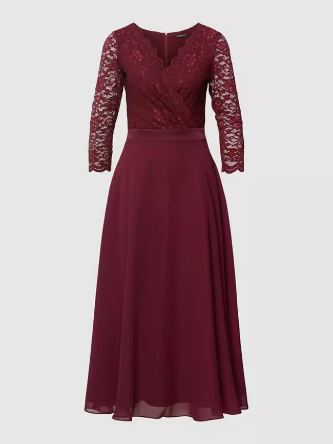 Swing Cocktailkleid Mit Spitzenbesatz - Bordeaux Rot 4 Swing Cocktailkleid Mit Spitzenbesatz - Bordeaux Rot – Bild 2