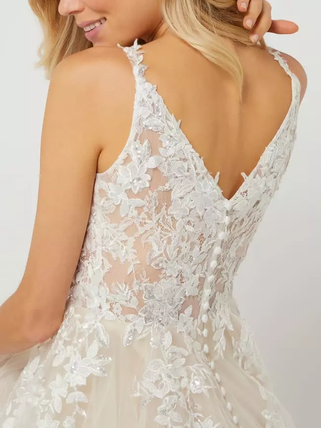 Luxuar Brautkleid Aus Tüll Mit Pailletten - Offwhite 8 Luxuar Brautkleid Aus Tüll Mit Pailletten - Offwhite – Bild 6