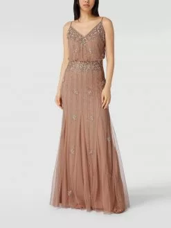 LACE & BEADS Abendkleid Mit Pailletten Und Ziersteinen - Altrosa