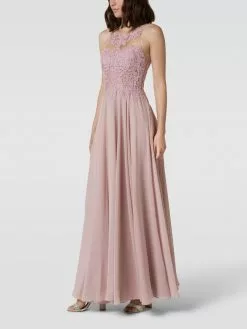 Mascara Abendkleid Mit Floralen Stickereien Und Zierbesatz - Rosé