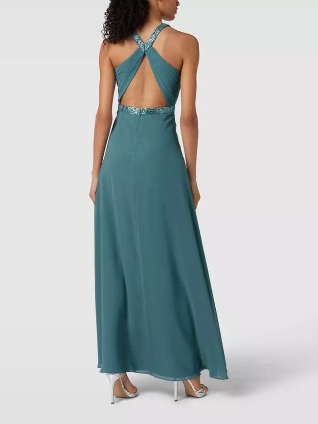 V.M. Abendkleid Mit Neckholder - Petrol 7 V.M. Abendkleid Mit Neckholder - Petrol – Bild 5