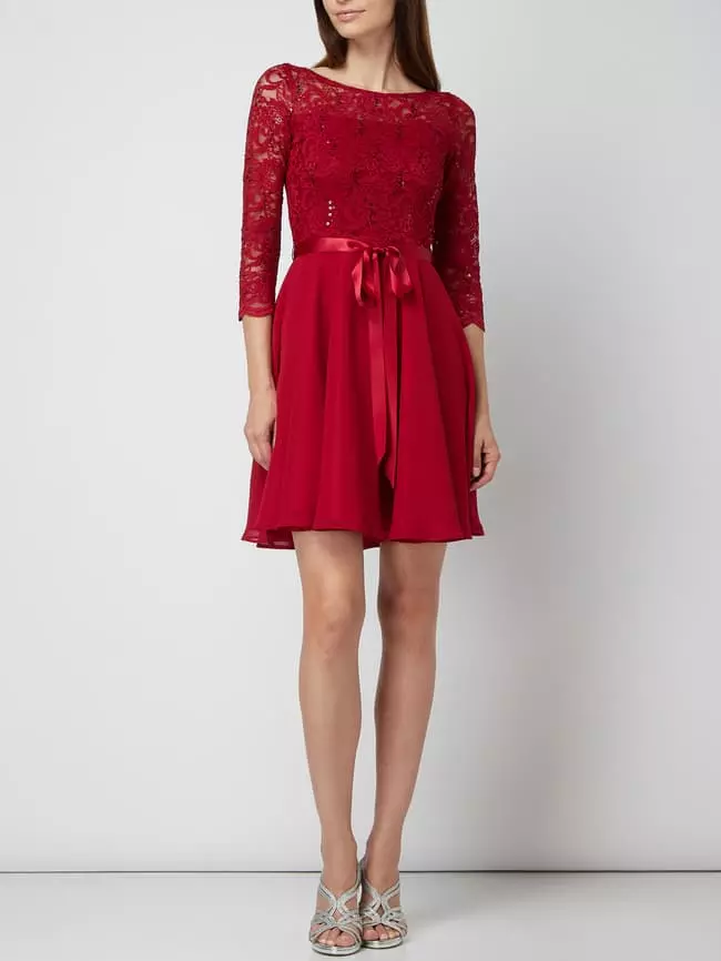 Swing Cocktailkleid Aus Häkelspitze Modell 'STAMM' - Bordeaux Rot 3 Swing Cocktailkleid Aus Häkelspitze Modell 'STAMM' - Bordeaux Rot