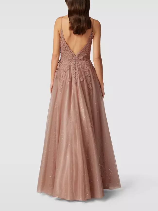 Mascara Abendkleid Mit Floralem Stitching - Taupe 7 Mascara Abendkleid Mit Floralem Stitching - Taupe – Bild 5