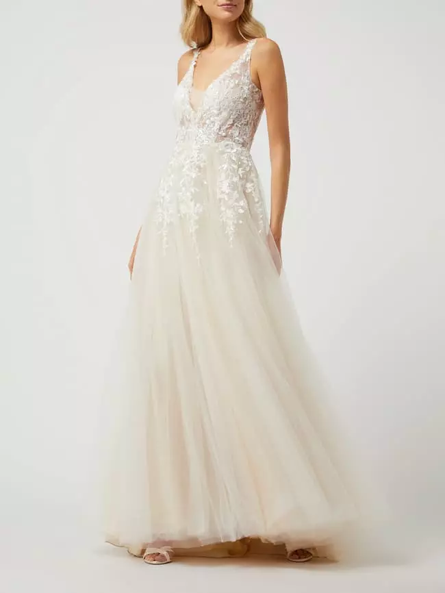 Luxuar Brautkleid Aus Tüll Mit Pailletten - Offwhite 3 Luxuar Brautkleid Aus Tüll Mit Pailletten - Offwhite