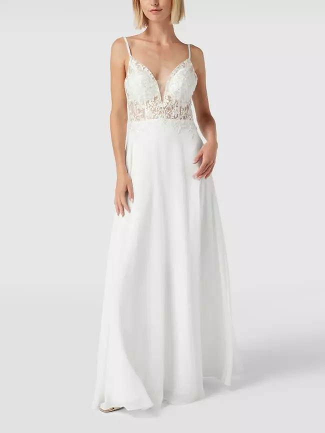 Luxuar Brautkleid Mit Floralem Zierbesatz - Offwhite 6 Luxuar Brautkleid Mit Floralem Zierbesatz - Offwhite – Bild 4