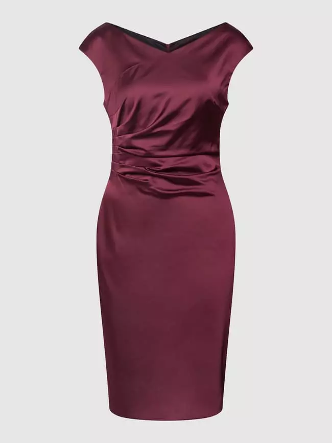 Swing Cocktailkleid Mit Gelegten Falten - Bordeaux Rot 4 Swing Cocktailkleid Mit Gelegten Falten - Bordeaux Rot – Bild 2
