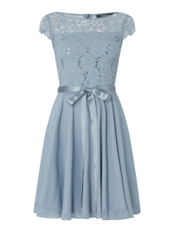 Swing Cocktailkleid Aus Floraler Spitze Und Chiffon - Bleu