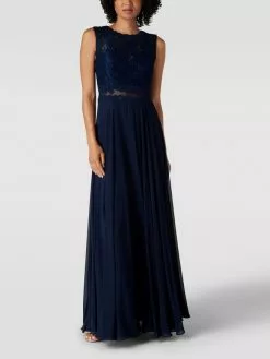 Mascara Abendkleid Mit Floralen Stickereien - Dunkelblau