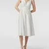 TROYDEN COLLECTION Cocktailkleid Mit Floralen Stickereien - Ecru