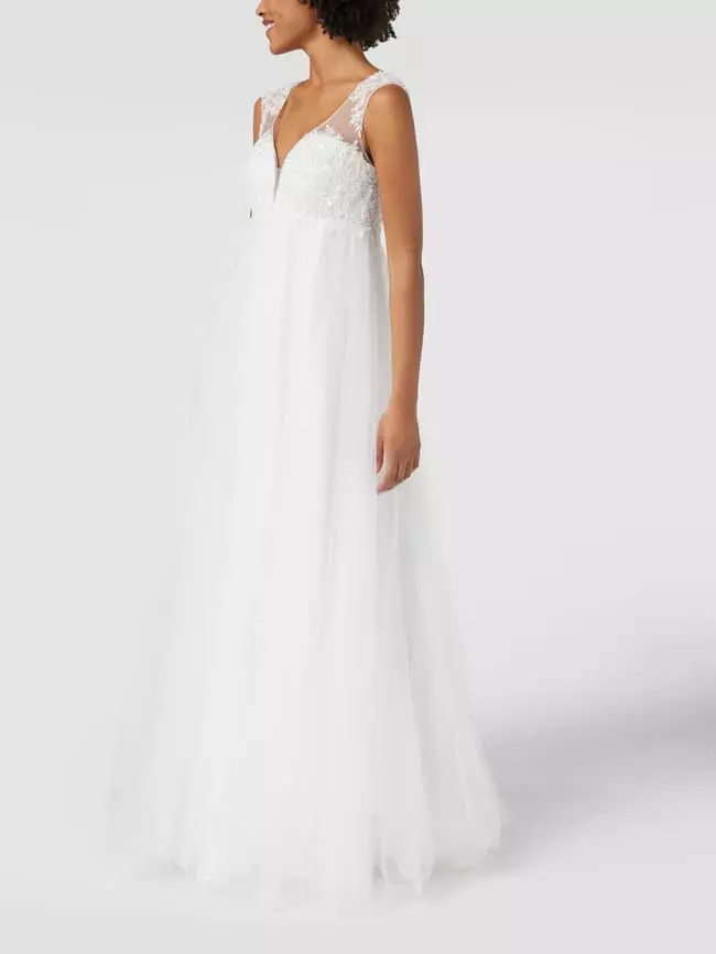 Luxuar Brautkleid Mit Pailletten Und Zierperlen - Offwhite 3 Luxuar Brautkleid Mit Pailletten Und Zierperlen - Offwhite