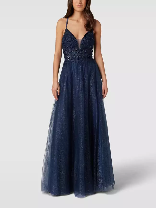 Luxuar Abendkleid Mit Zierbesatz - Dunkelblau 3 Luxuar Abendkleid Mit Zierbesatz - Dunkelblau