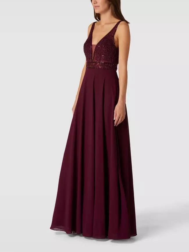 Laona Abendkleid Mit Floralen Stickereien - Rot 6 Laona Abendkleid Mit Floralen Stickereien - Rot – Bild 4