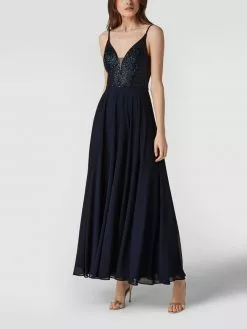 Swing Abendkleid Mit Paillettenbesatz - Marineblau