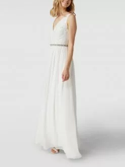 Mascara Brautkleid Mit Ziersteinen Und Floraler Spitze - Ecru