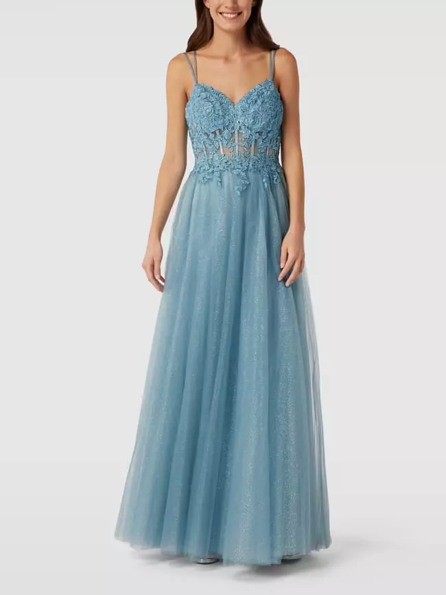 Luxuar Abendkleid Mit Ziersteinbesatz - Rauchblau 3 Luxuar Abendkleid Mit Ziersteinbesatz - Rauchblau