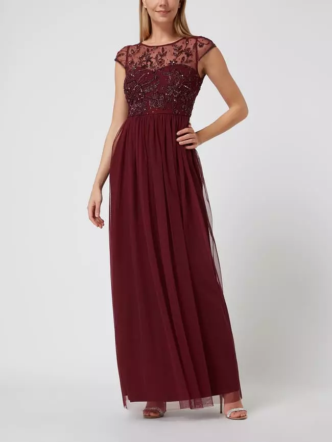 Christian Berg Cocktail Abendkleid Mit Stickereien - Kirschrot Meliert 3 Christian Berg Cocktail Abendkleid Mit Stickereien - Kirschrot Meliert