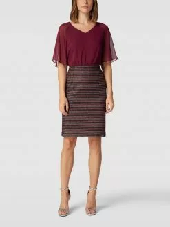 Swing Cocktailkleid Mit Abgerundetem V-Ausschnitt - Bordeaux Rot