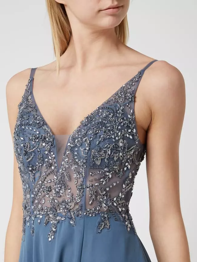 Luxuar Abendkleid Mit Strasssteinen - Rauchblau 5 Luxuar Abendkleid Mit Strasssteinen - Rauchblau – Bild 3