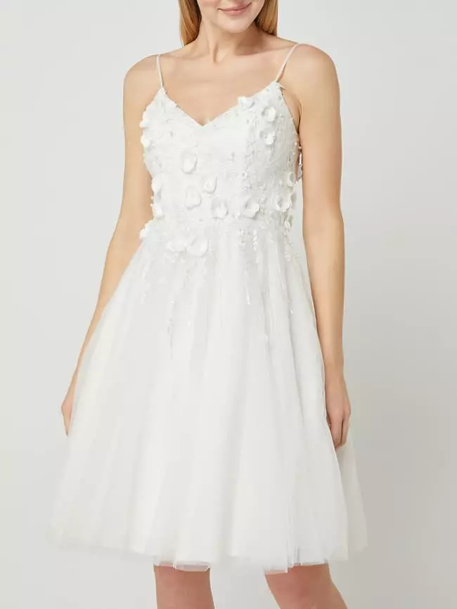 Unique Brautkleid Aus Tüll Mit Blüten-Applikationen - Offwhite 6 Unique Brautkleid Aus Tüll Mit Blüten-Applikationen - Offwhite – Bild 4