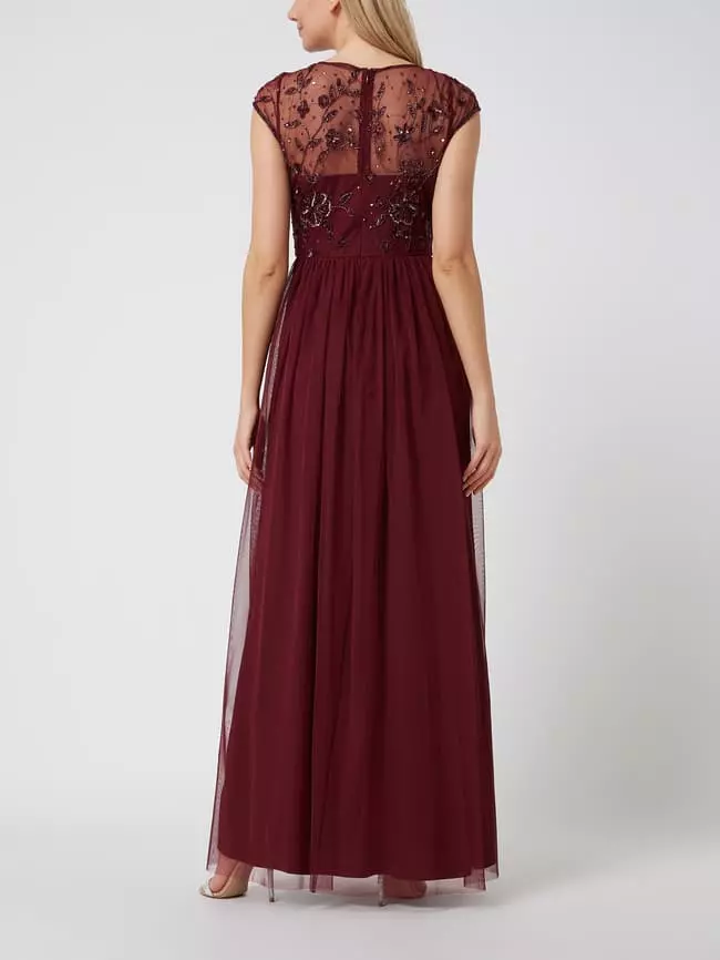 Christian Berg Cocktail Abendkleid Mit Stickereien - Kirschrot Meliert 6 Christian Berg Cocktail Abendkleid Mit Stickereien - Kirschrot Meliert – Bild 4