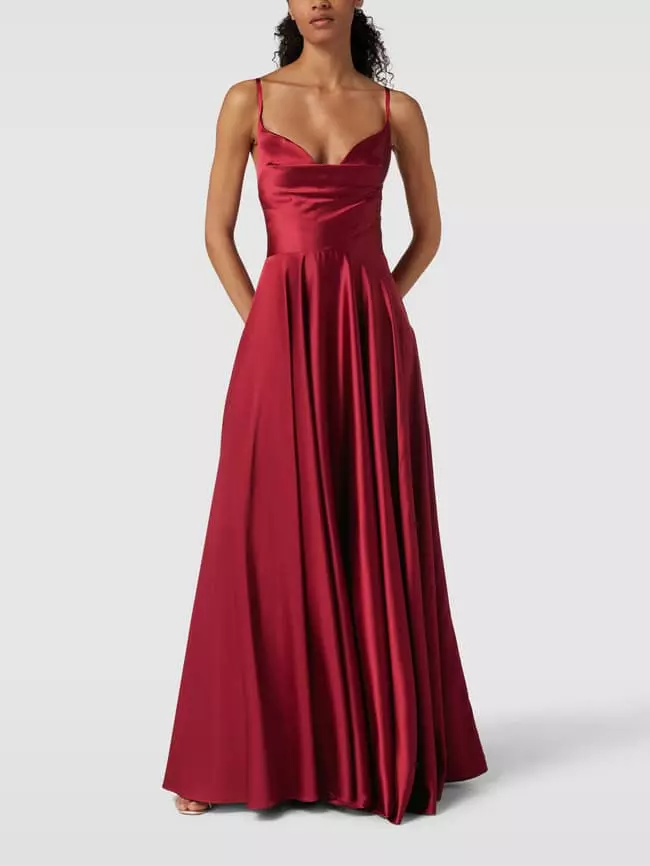 Luxuar Abendkleid Mit Herz-Ausschnitt - Dunkelrot 3 Luxuar Abendkleid Mit Herz-Ausschnitt - Dunkelrot