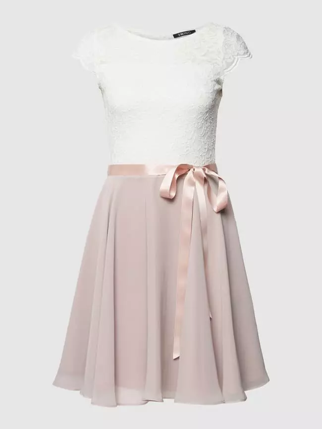 Swing Cocktailkleid Mit Spitzenbesatz - Altrosa 4 Swing Cocktailkleid Mit Spitzenbesatz - Altrosa – Bild 2