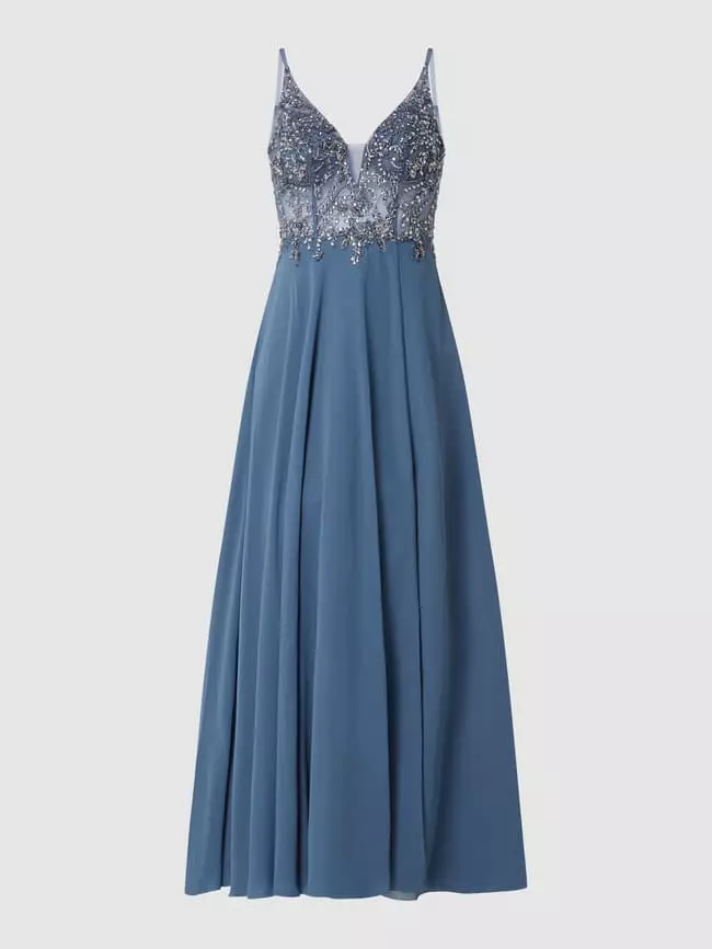 Luxuar Abendkleid Mit Strasssteinen - Rauchblau 4 Luxuar Abendkleid Mit Strasssteinen - Rauchblau – Bild 2