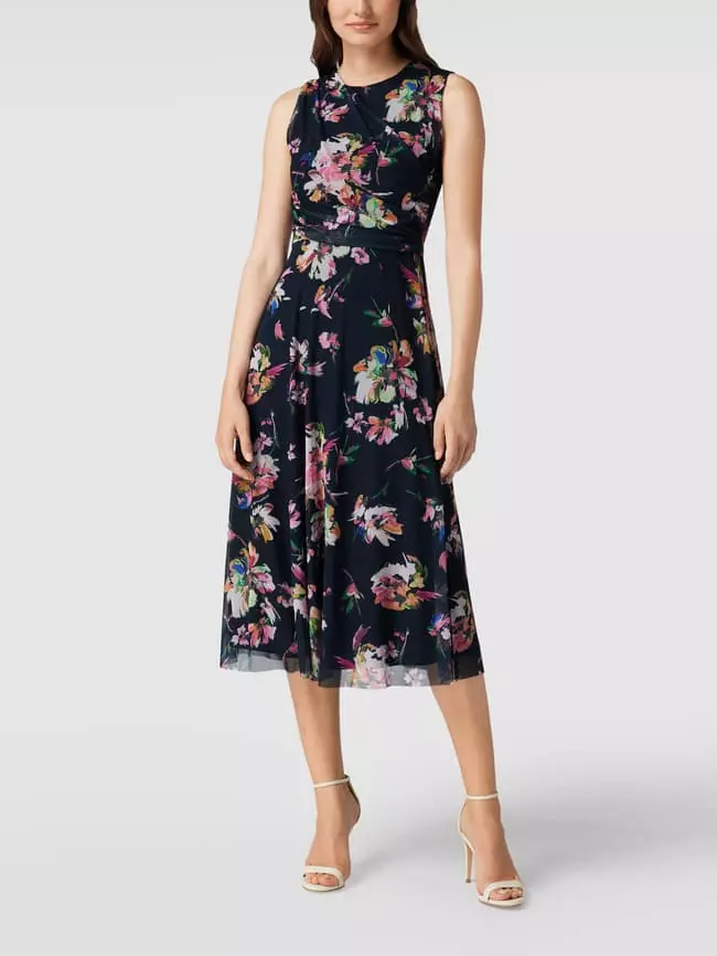 Swing Cocktailkleid Mit Floralem Allover-Muster - Marineblau 6 Swing Cocktailkleid Mit Floralem Allover-Muster - Marineblau – Bild 4