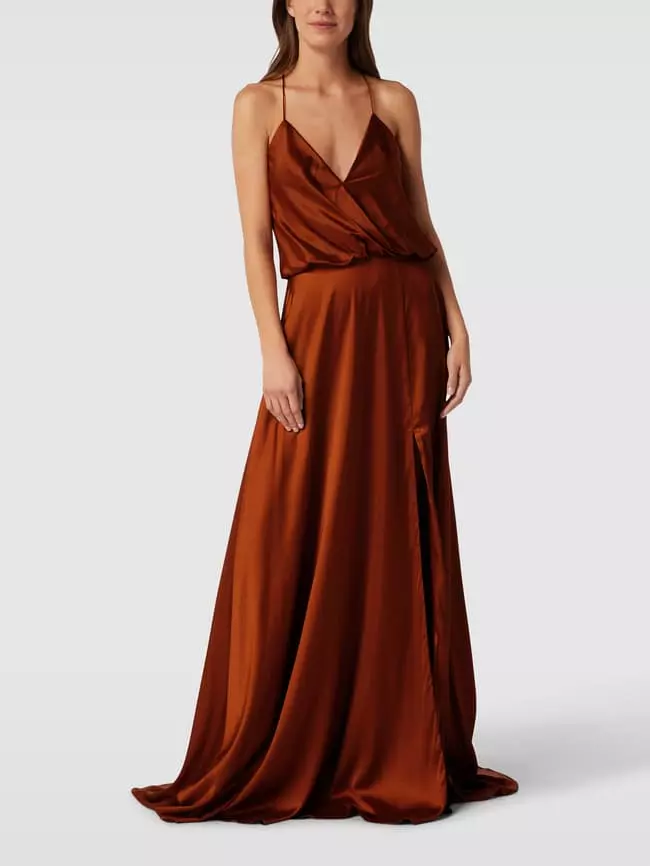 Unique Abendkleid Mit Gehschlitz - Cognac 3 Unique Abendkleid Mit Gehschlitz - Cognac