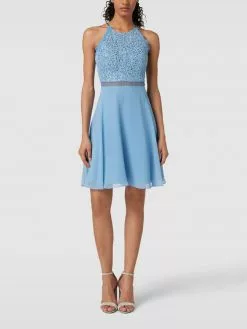 V.M. Cocktailkleid Mit Paillettenbesatz - Hellblau