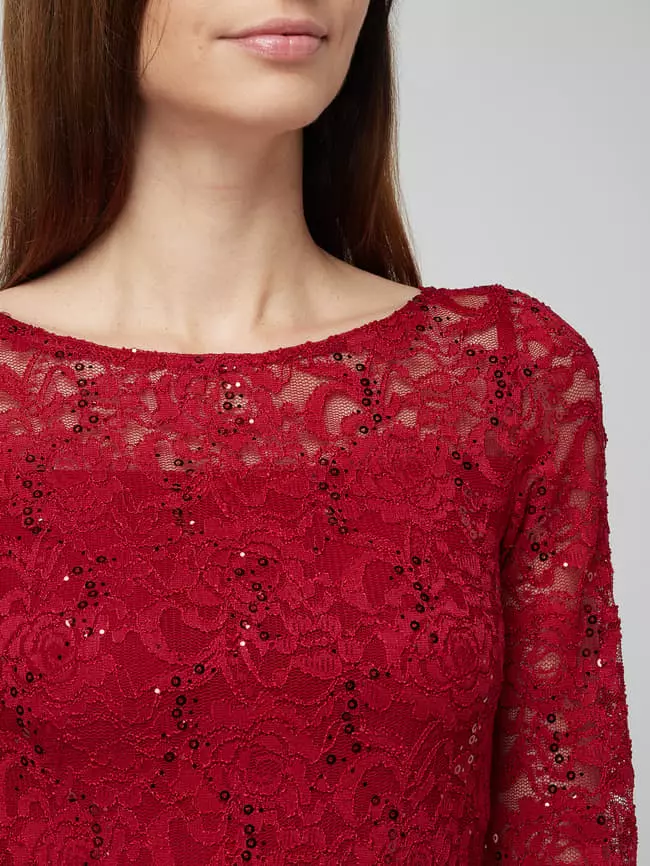 Swing Cocktailkleid Aus Häkelspitze Modell 'STAMM' - Bordeaux Rot 5 Swing Cocktailkleid Aus Häkelspitze Modell 'STAMM' - Bordeaux Rot – Bild 3